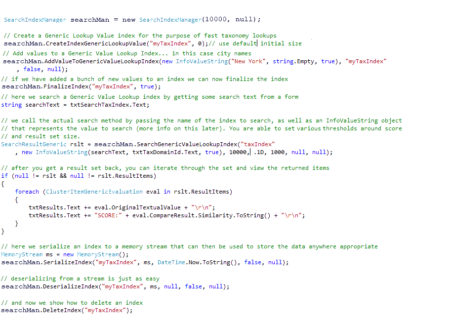 Generic Value Lookup Index Example